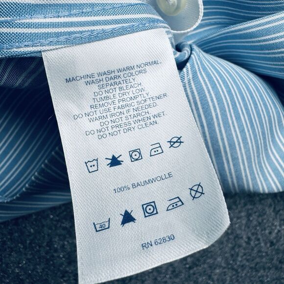 New Lands' End No Iron Pinpoint Oxford Striped Paradise Blue Women's Size 10 - Picture 6 of 8